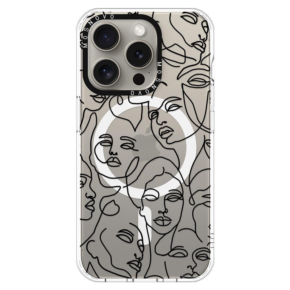 Abstract Face Line Art Phone Case - iPhone 15 Pro Case - MOSNOVO