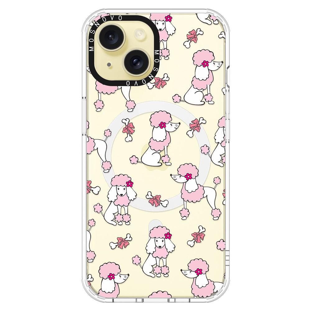 Pink Poodle Phone Case - iPhone 15 Case Clear With Magsafe