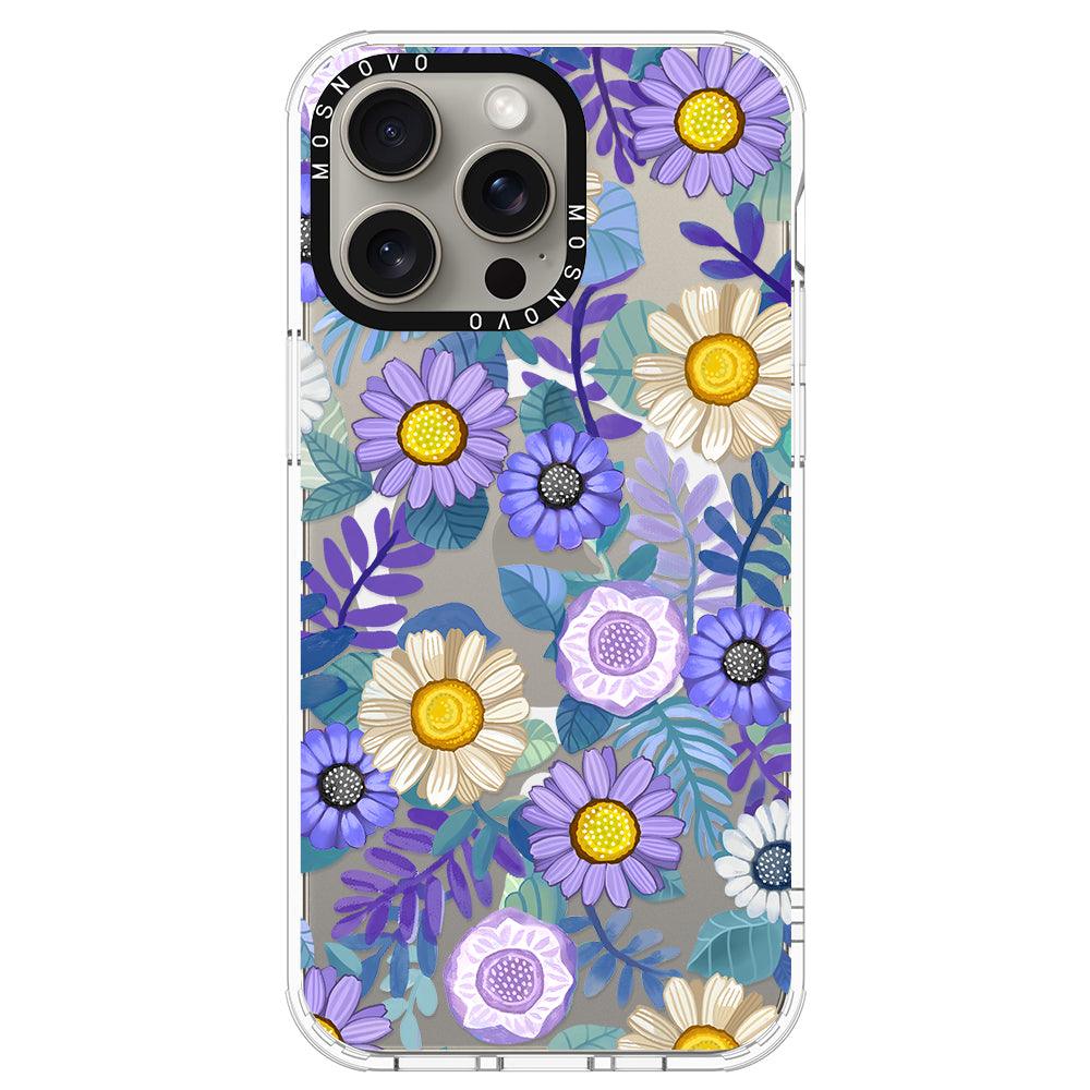 Purple Floral Phone Case - iPhone 15 Pro Max Case - MOSNOVO