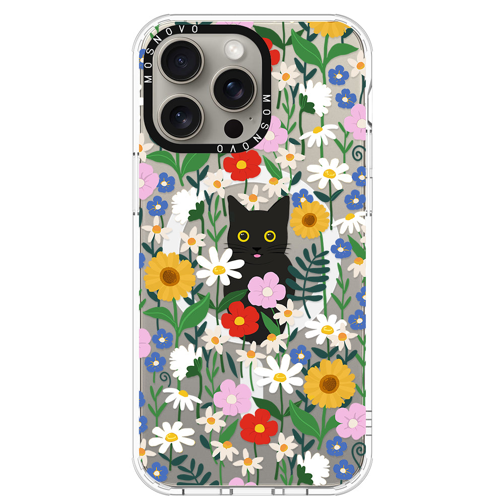 Black Cat in Garden Phone Case - iPhone 15 Pro Max Case - MOSNOVO