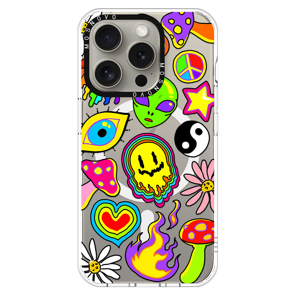 Hippie Rainbow Face Love Phone Case - iPhone 15 Pro Case - MOSNOVO