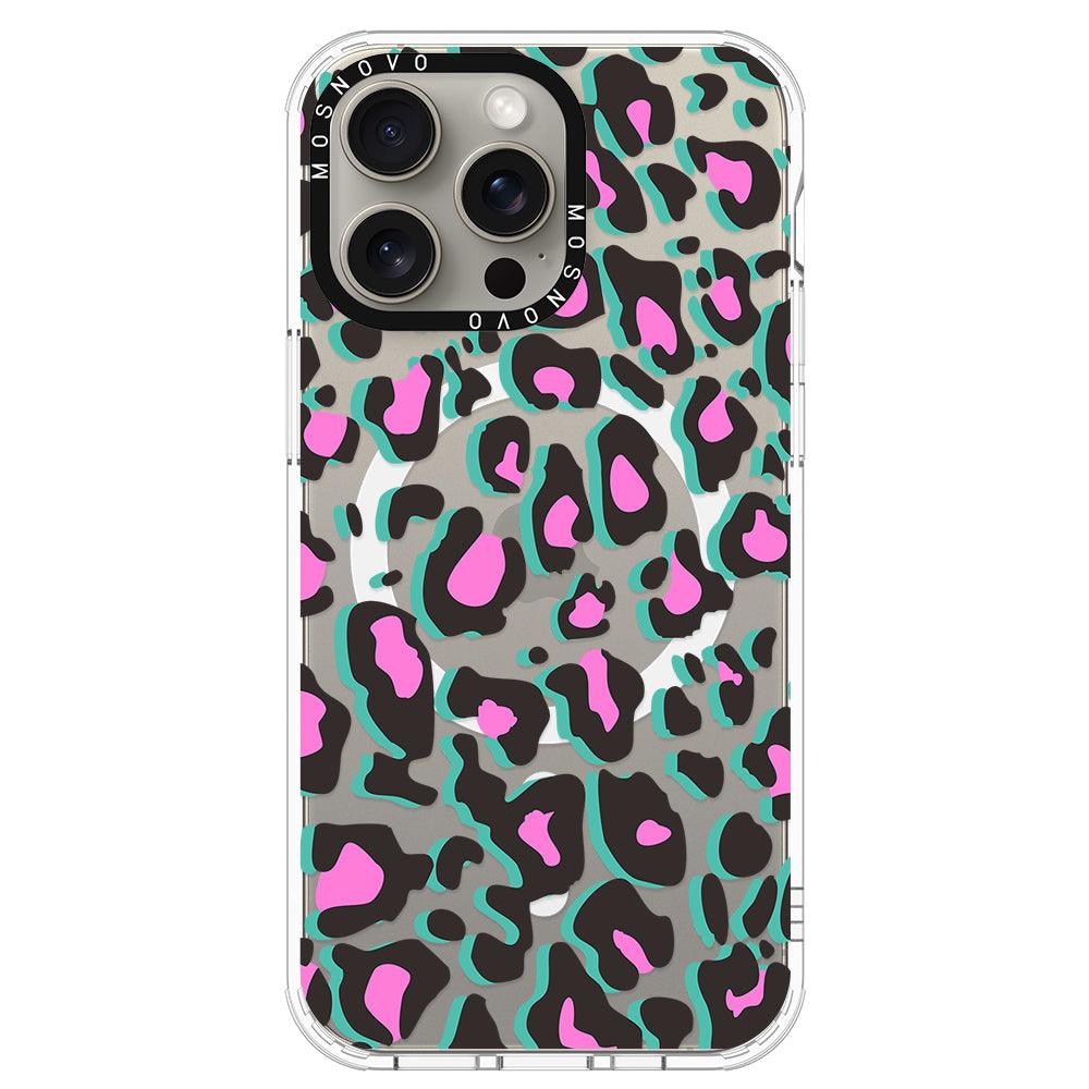 Hot Pink Leopard Print Phone Case - iPhone 15 Pro Max Case - MOSNOVO