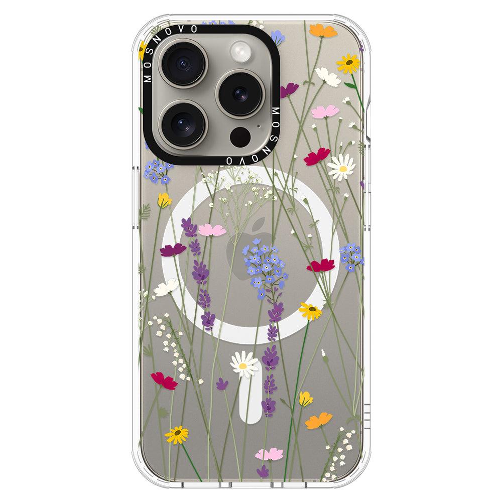 Floral Garden Lavender Daisy Flower Phone Case - iPhone 15 Pro Case - MOSNOVO