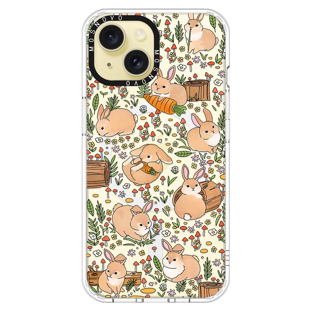 Bunny Garden Phone Case - iPhone 15 Case Clear With Magsafe