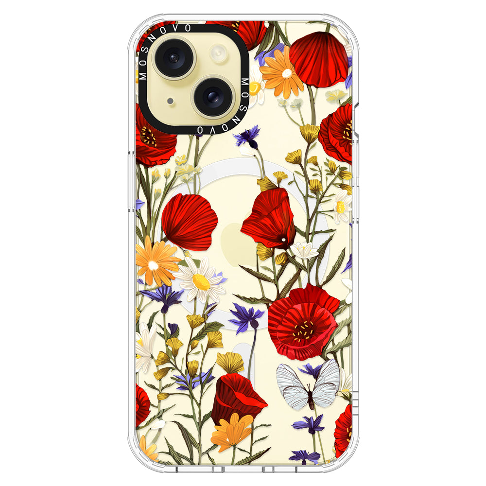 Poppy Floral Phone Case - iPhone 15 Plus Case - MOSNOVO