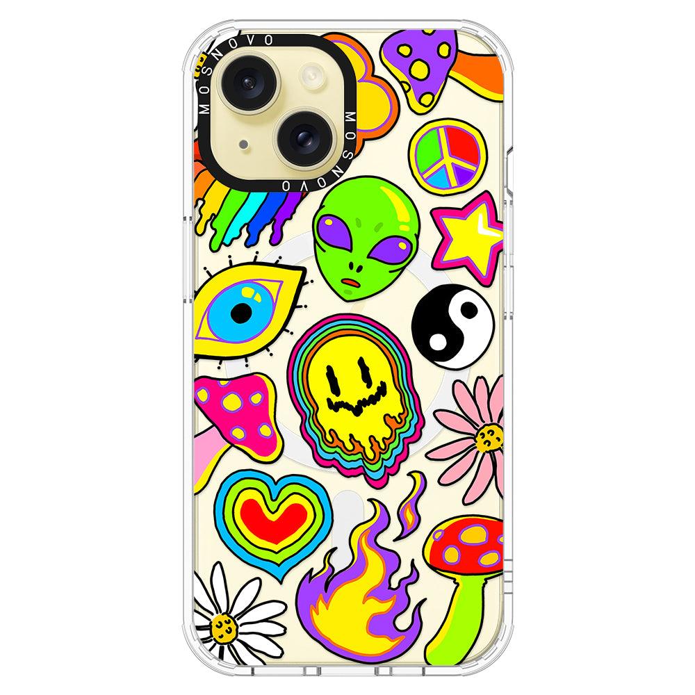 Hippie Rainbow Face Love Phone Case - iPhone 15 Case - MOSNOVO