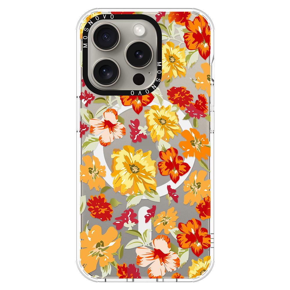 70s Boho Yellow Flower Phone Case - iPhone 15 Pro Case - MOSNOVO