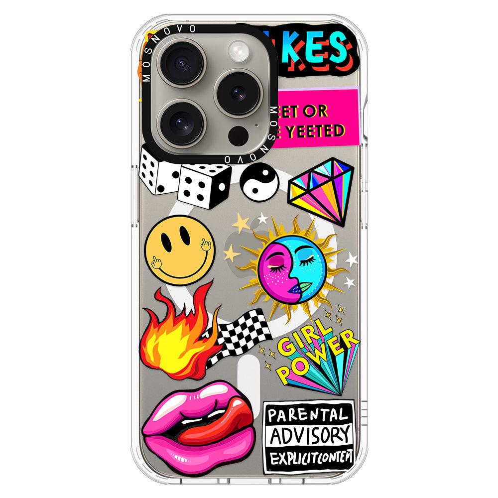 Funky Stickers Phone Case - iPhone 15 Pro Case - MOSNOVO