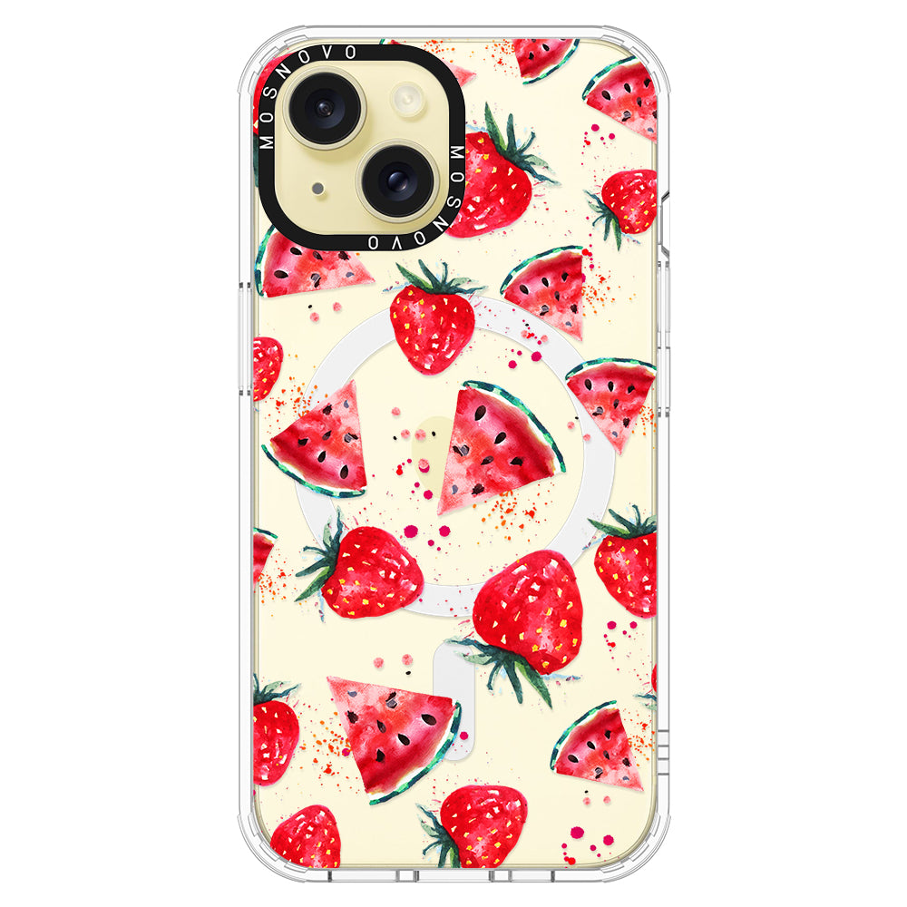 Watermelon and Strawberry Phone Case - iPhone 15 Plus Case - MOSNOVO