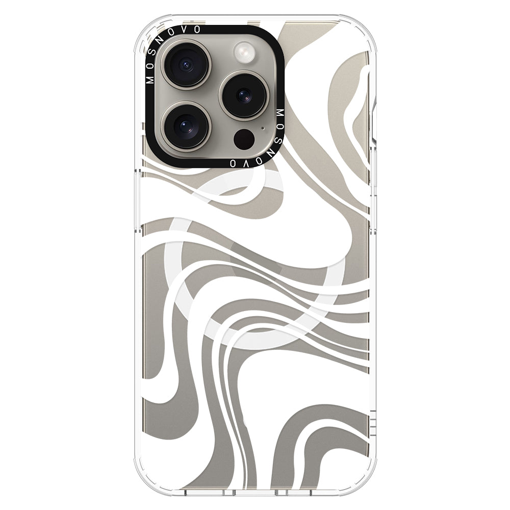 White Swirl Phone Case - iPhone 15 Pro Case - MOSNOVO