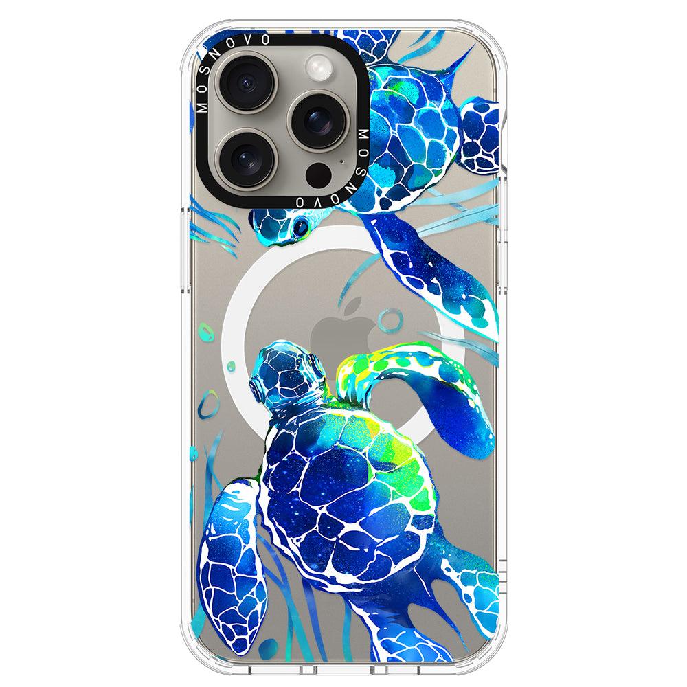 Blue Sea Turtle Phone Case - iPhone 15 Pro Max Case - MOSNOVO