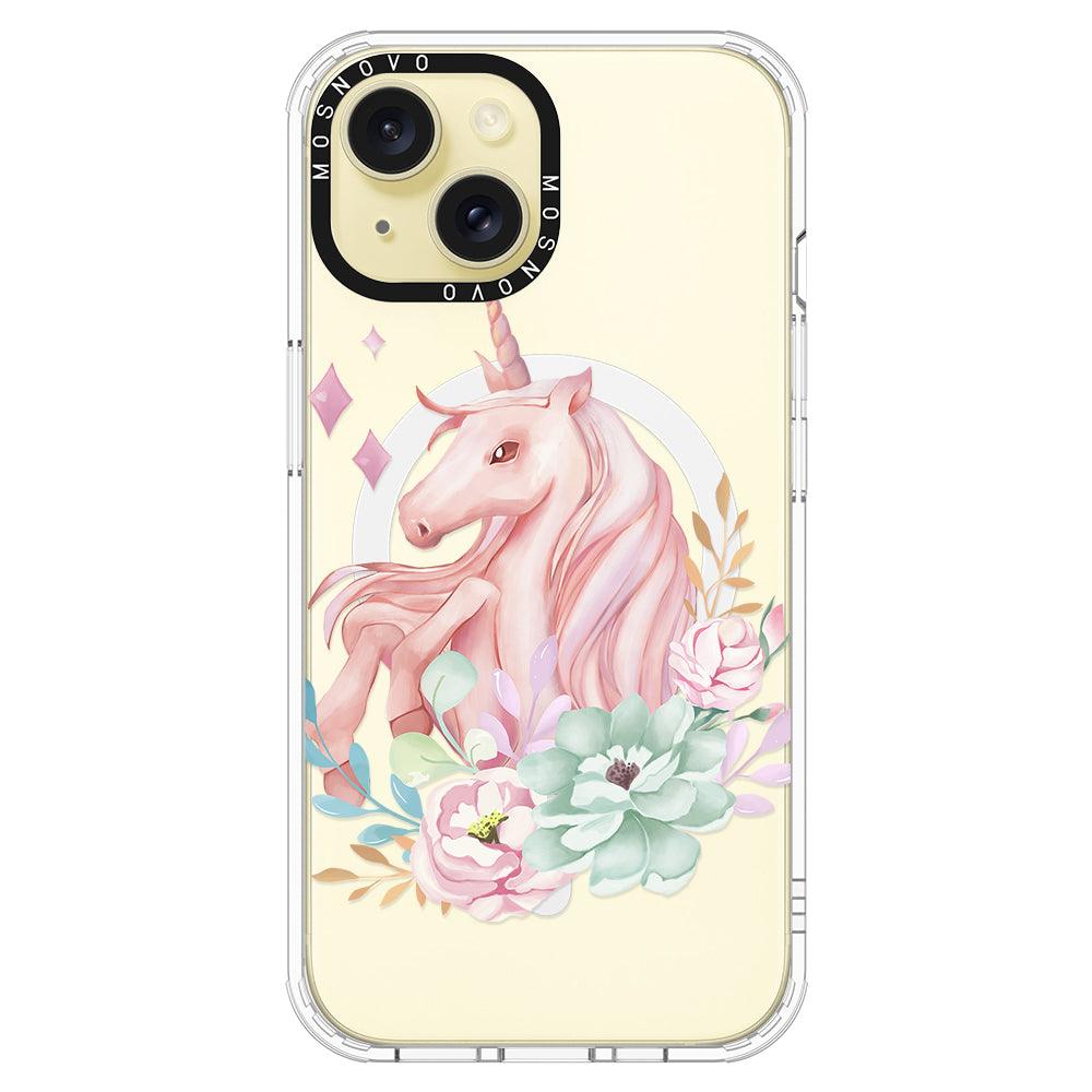 Elegant Flowers Unicorn Phone Case - iPhone 15 Plus Case - MOSNOVO