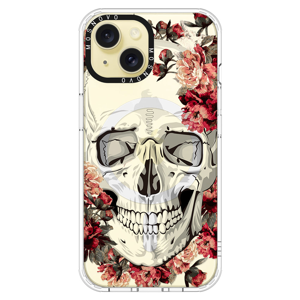 Red Flower Skull Phone Case - iPhone 15 Case - MOSNOVO