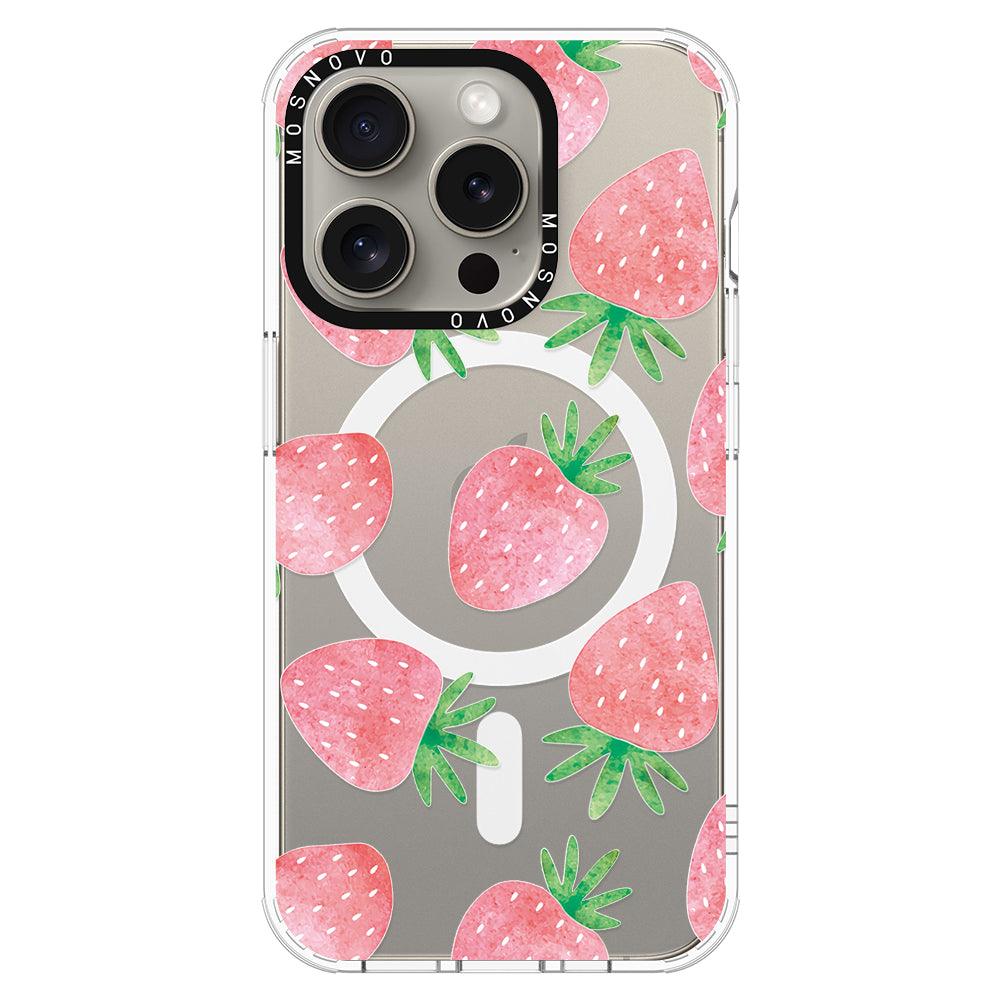 Pastel Strawberry Phone Case - iPhone 15 Pro Case - MOSNOVO