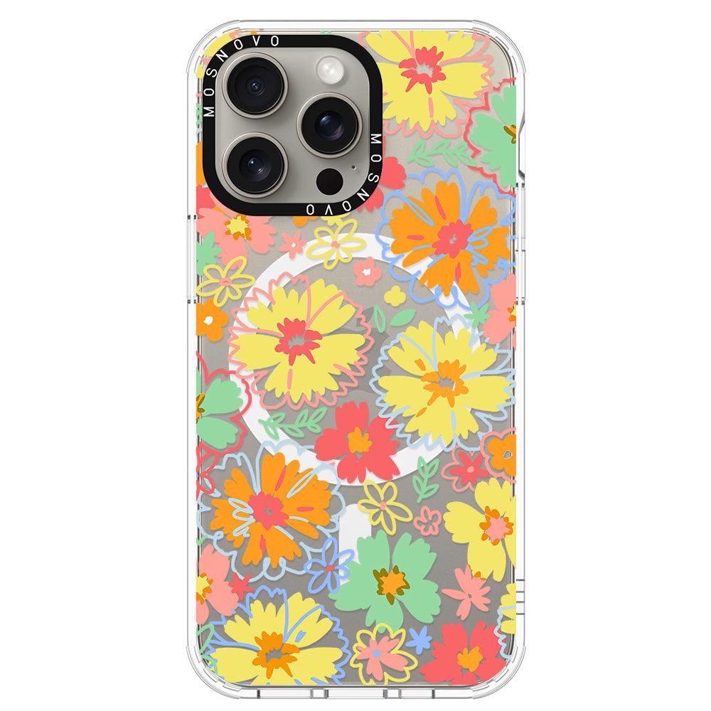 Retro Boho Hippie Flowers Phone Case - iPhone 15 Pro Max Case - MOSNOVO