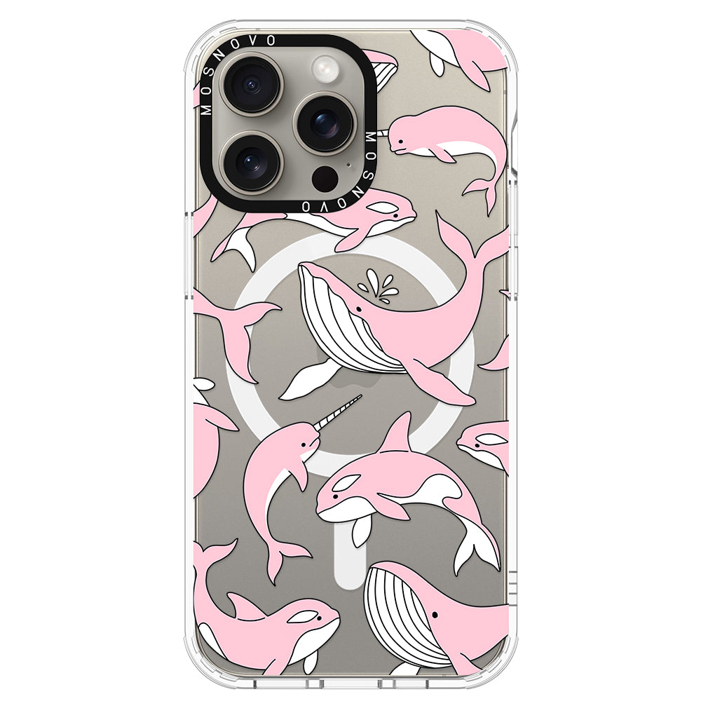 Pink Whales Phone Case - iPhone 15 Pro Max Case - MOSNOVO