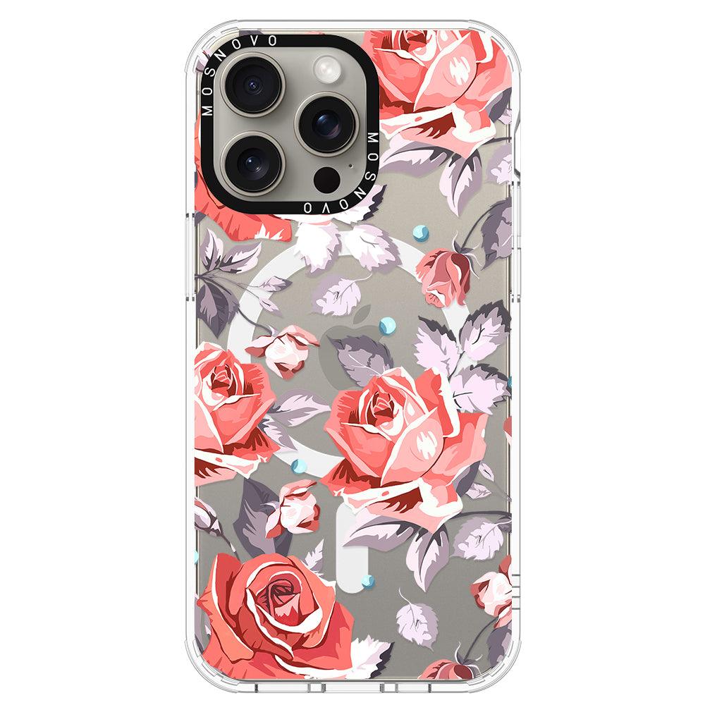 Retro Flower Roses Phone Case - iPhone 15 Pro Max Case - MOSNOVO