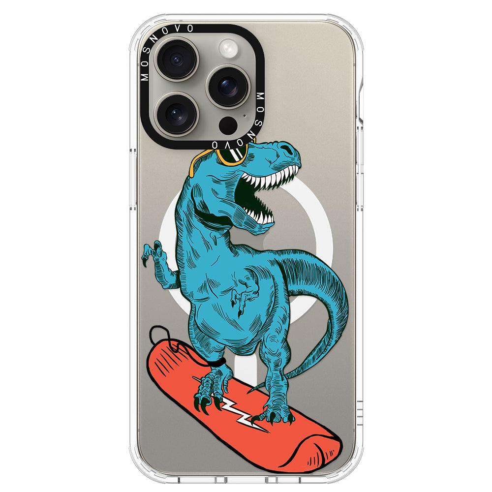 Surfing Dinosaur Phone Case - iPhone 15 Pro Max Case - MOSNOVO