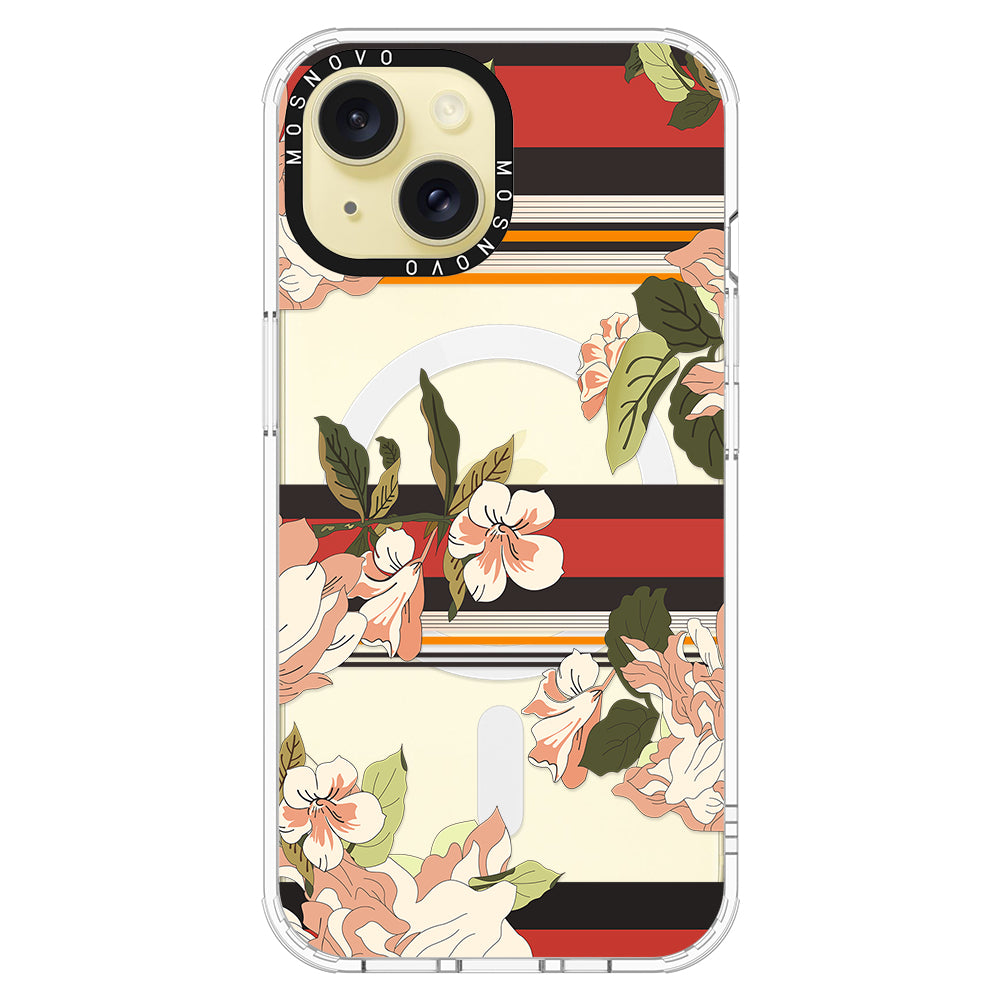 Classic Stripe Floral Phone Case - iPhone 15 Case - MOSNOVO