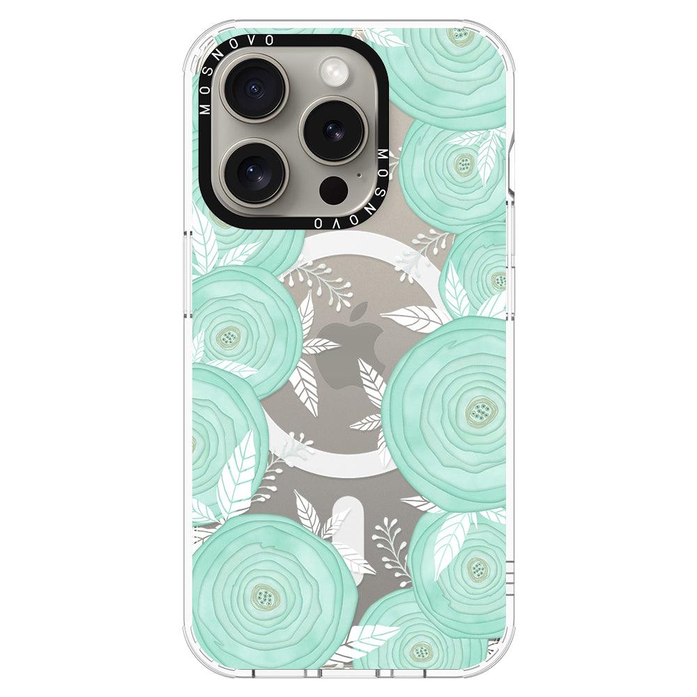 Mint Flower Phone Case - iPhone 15 Pro Case - MOSNOVO