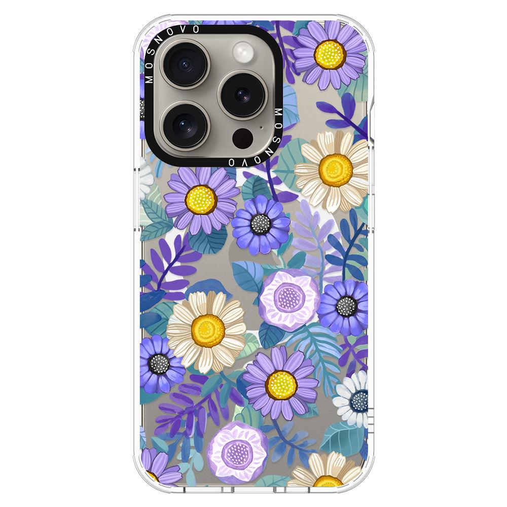 Purple Floral Phone Case - iPhone 15 Pro Case - MOSNOVO