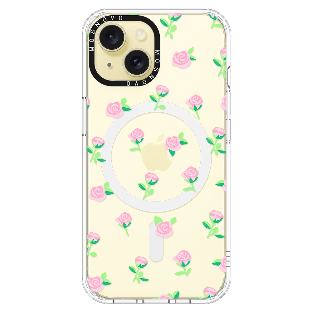 Pink Rose Floral Phone Case - iPhone 15 Case - MOSNOVO