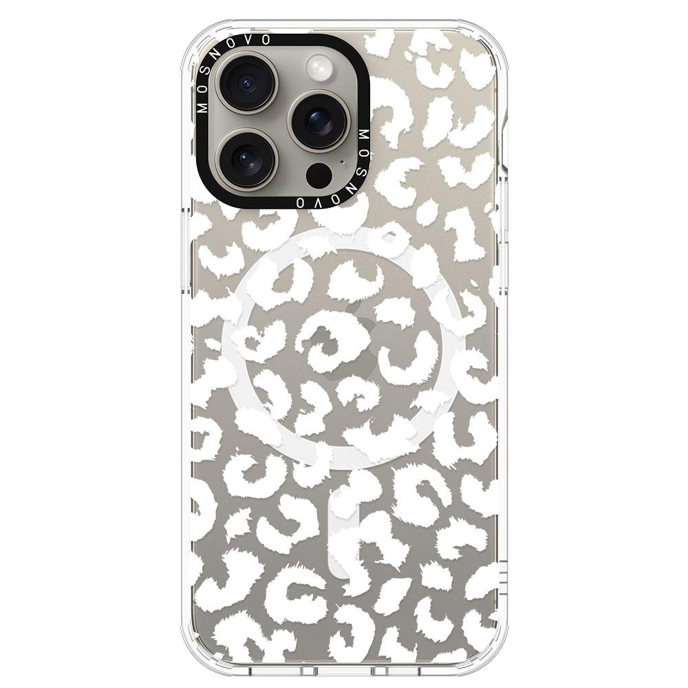 White Leopard Phone Case - iPhone 15 Pro Max Case - MOSNOVO