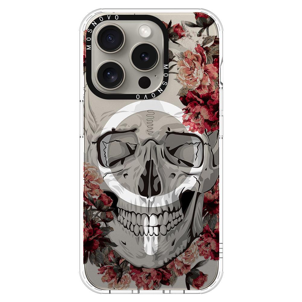 Red Flower Skull Phone Case - iPhone 15 Pro Case - MOSNOVO