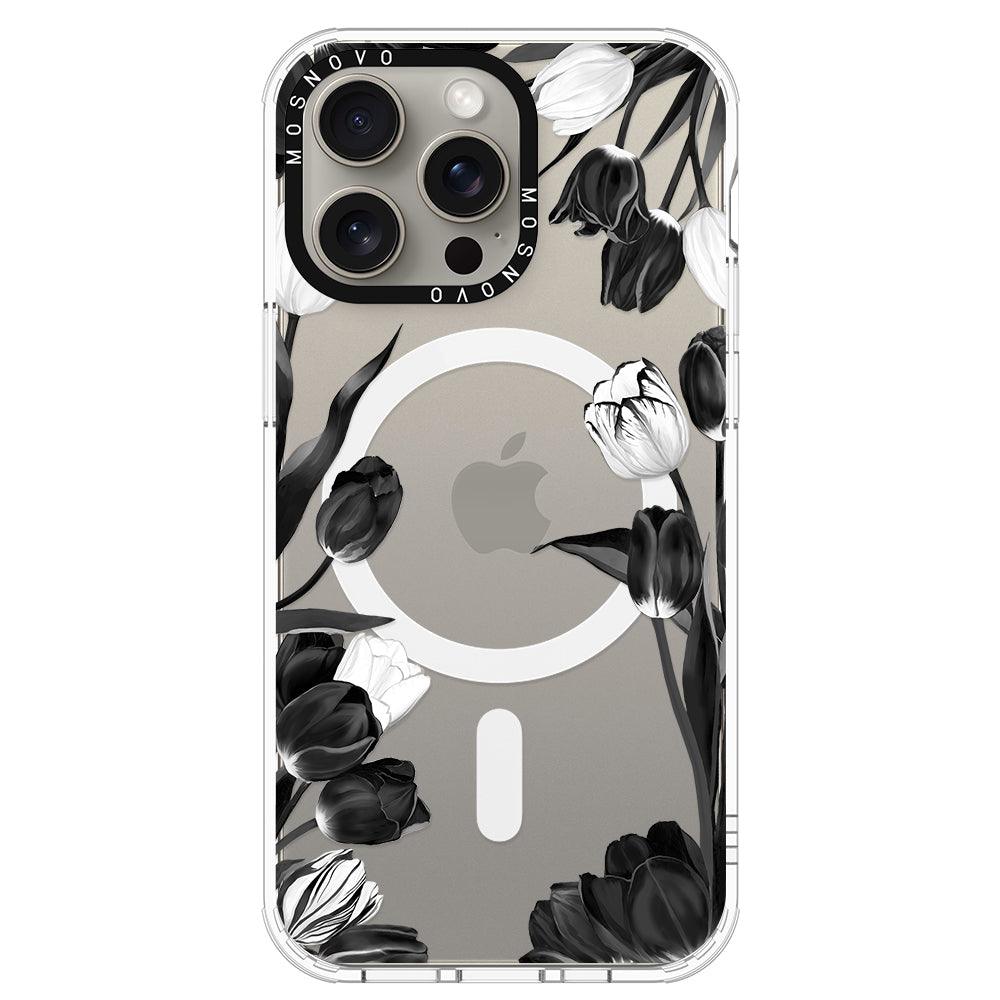 Black Tulips Phone Case - iPhone 15 Pro Max Case - MOSNOVO