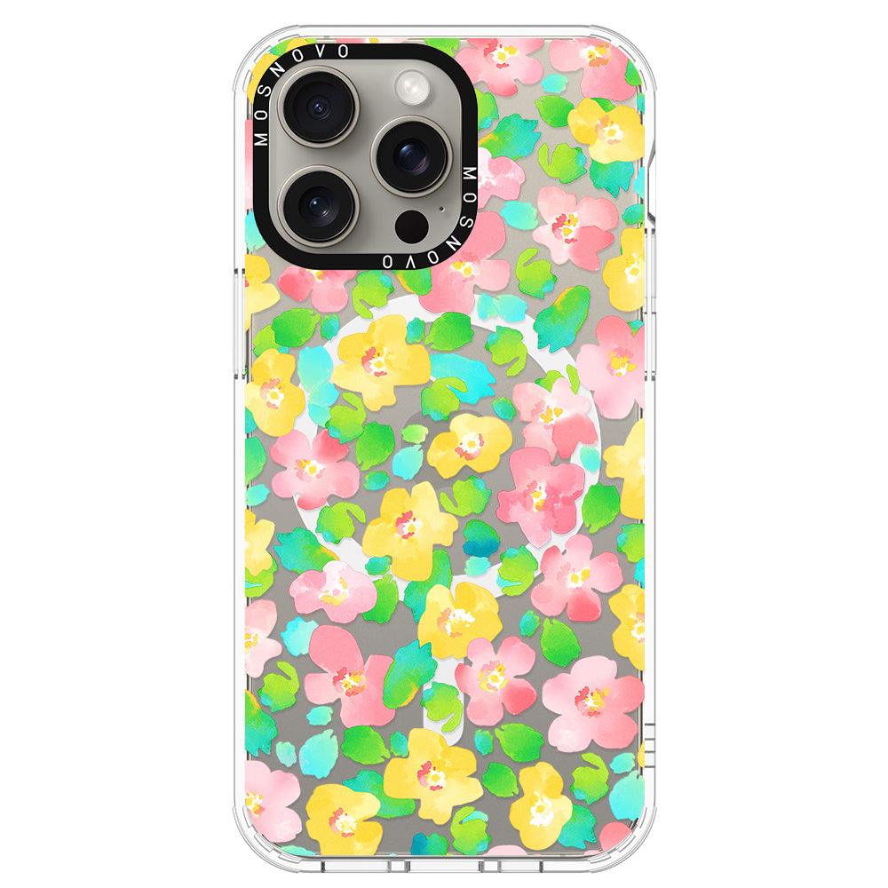 Floral Print Phone Case - iPhone 15 Pro Max Case - MOSNOVO