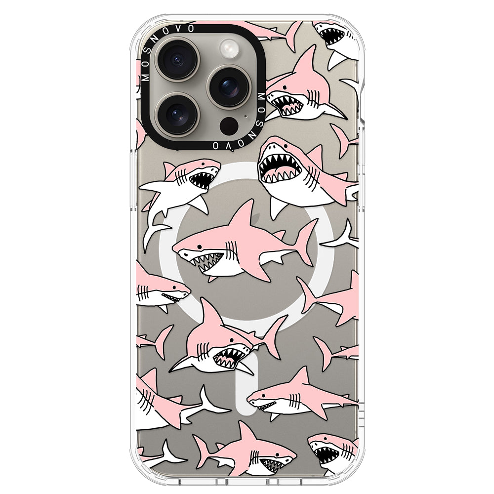 Pink Shark Phone Case - iPhone 15 Pro Max Case - MOSNOVO