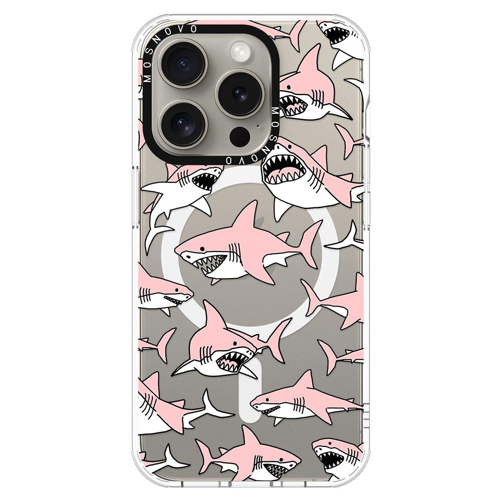 Pink Shark Phone Case - iPhone 15 Pro Case - MOSNOVO