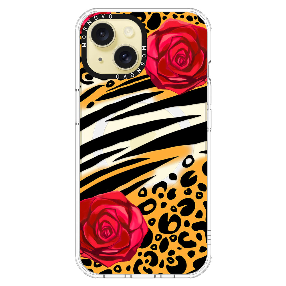 Wild Floral Leopard Phone Case - iPhone 15 Case - MOSNOVO