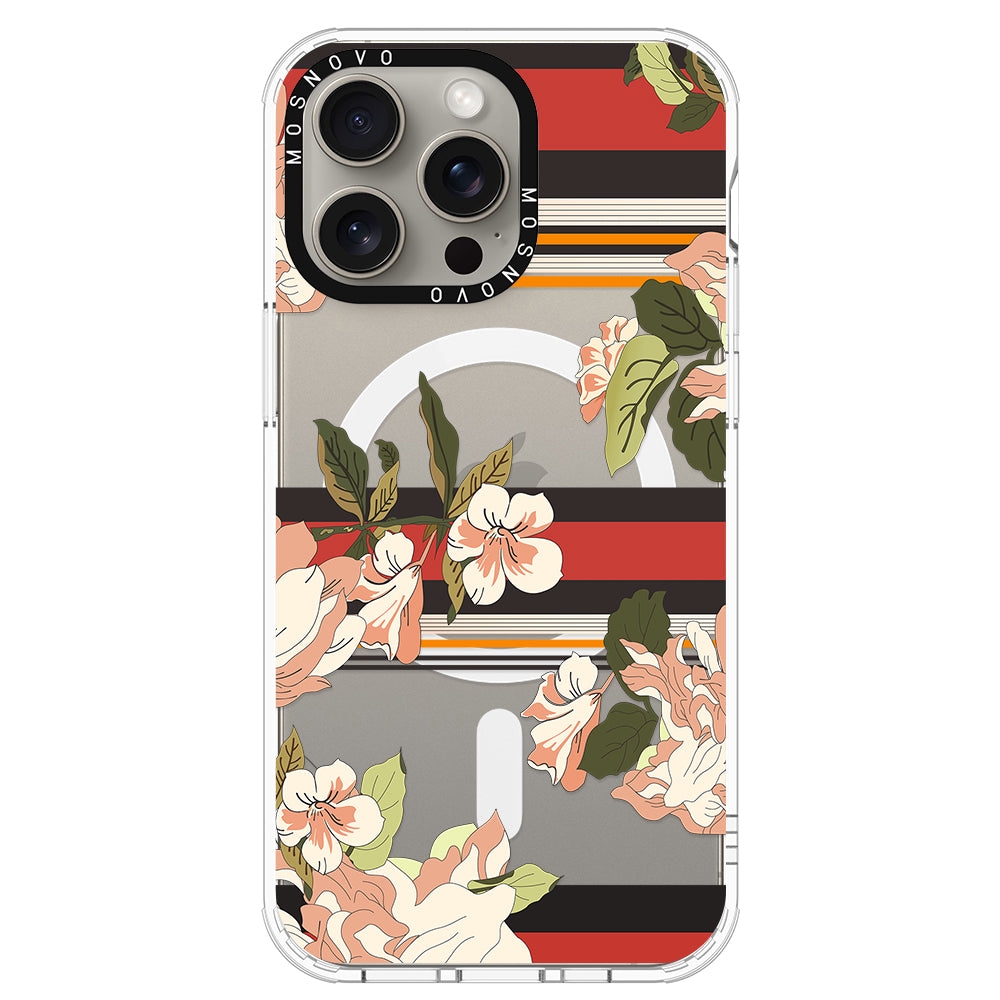 Classic Stripe Floral Phone Case - iPhone 15 Pro Max Case - MOSNOVO