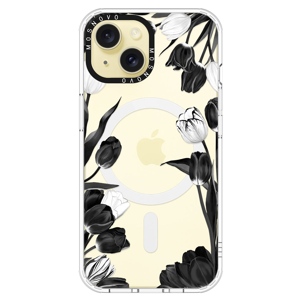 Black Tulips Phone Case - iPhone 15 Plus Case - MOSNOVO