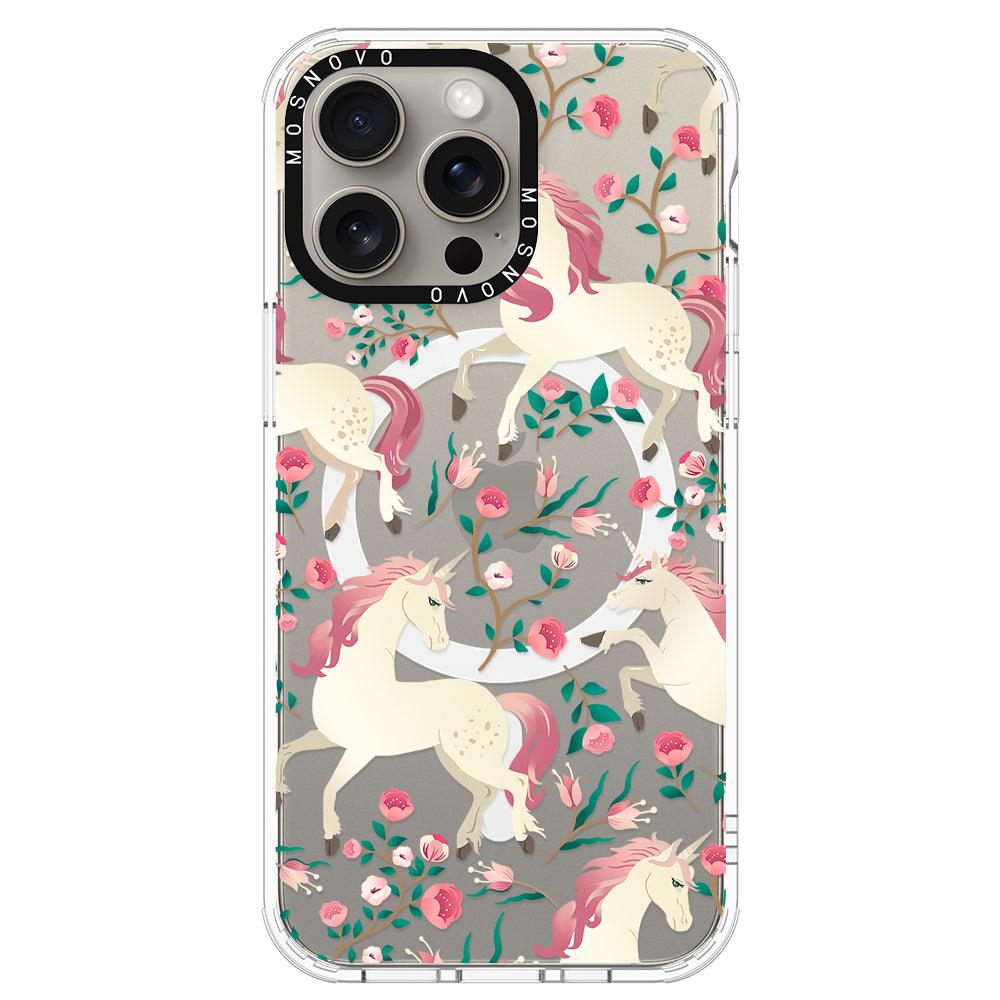 Unicorn with Floral Phone Case - iPhone 15 Pro Max Case - MOSNOVO