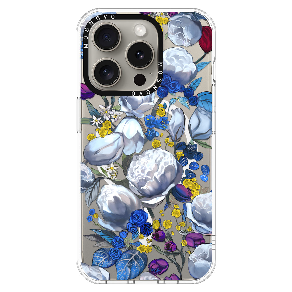 Purple Blue Floral Phone Case - iPhone 15 Pro Case - MOSNOVO