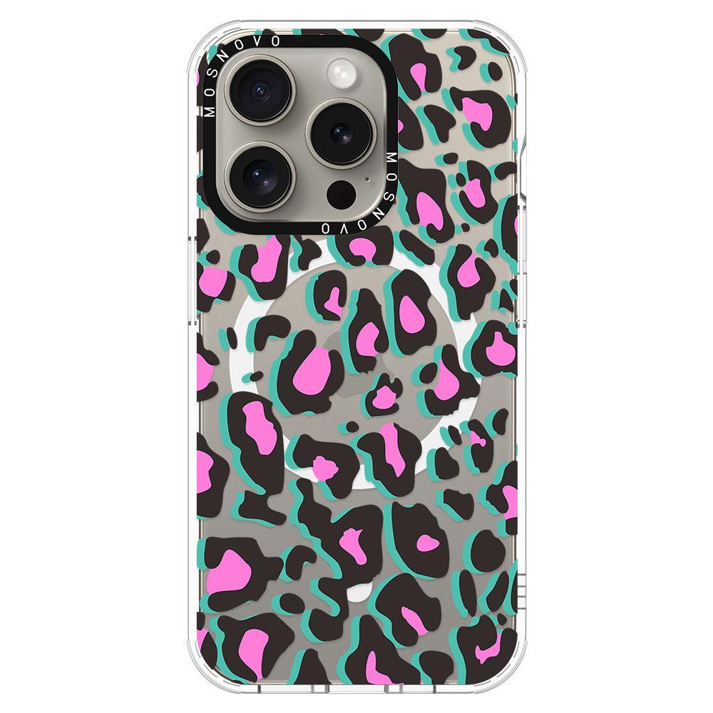 Hot Pink Leopard Print Phone Case - iPhone 15 Pro Case - MOSNOVO