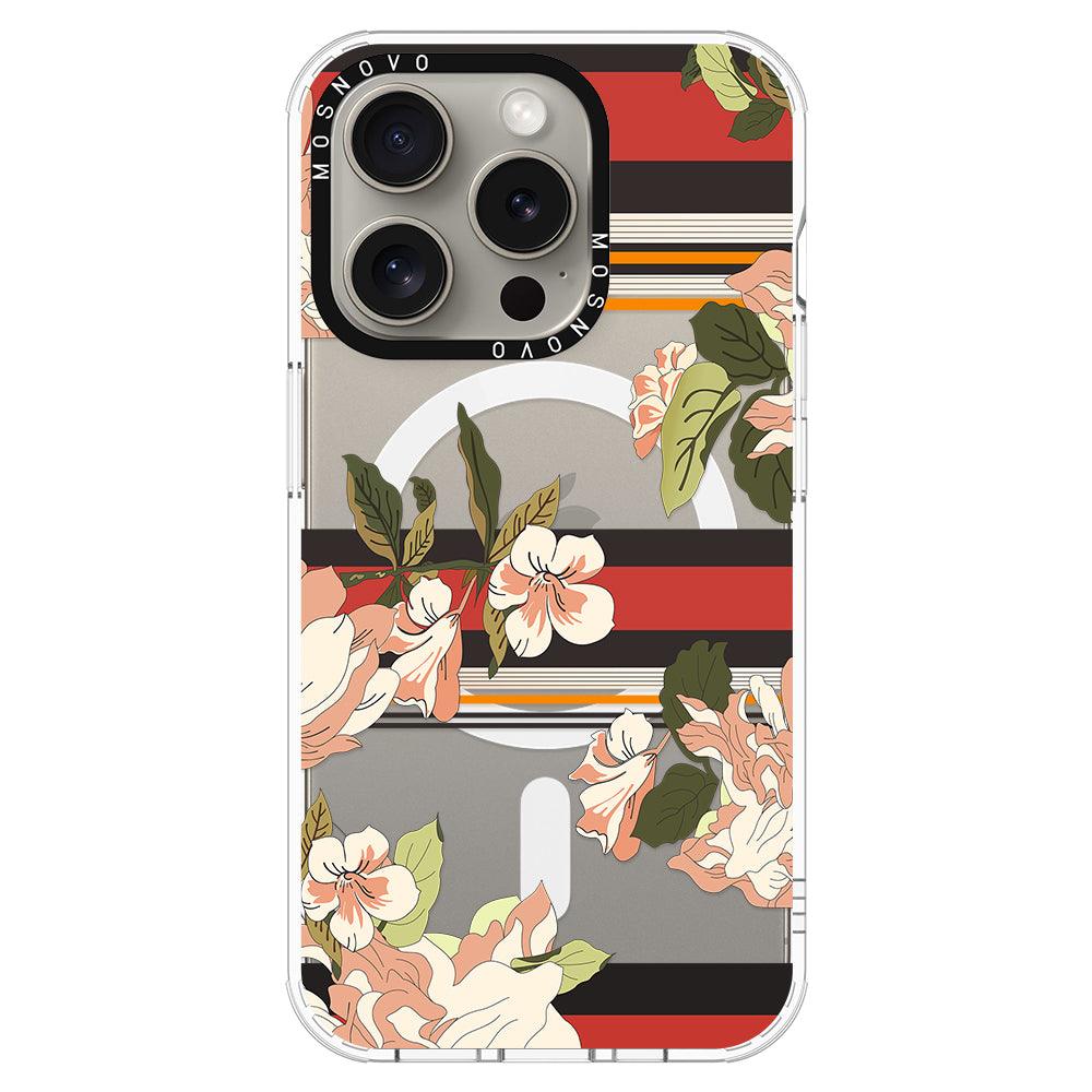 Classic Stripe Floral Phone Case - iPhone 15 Pro Case - MOSNOVO