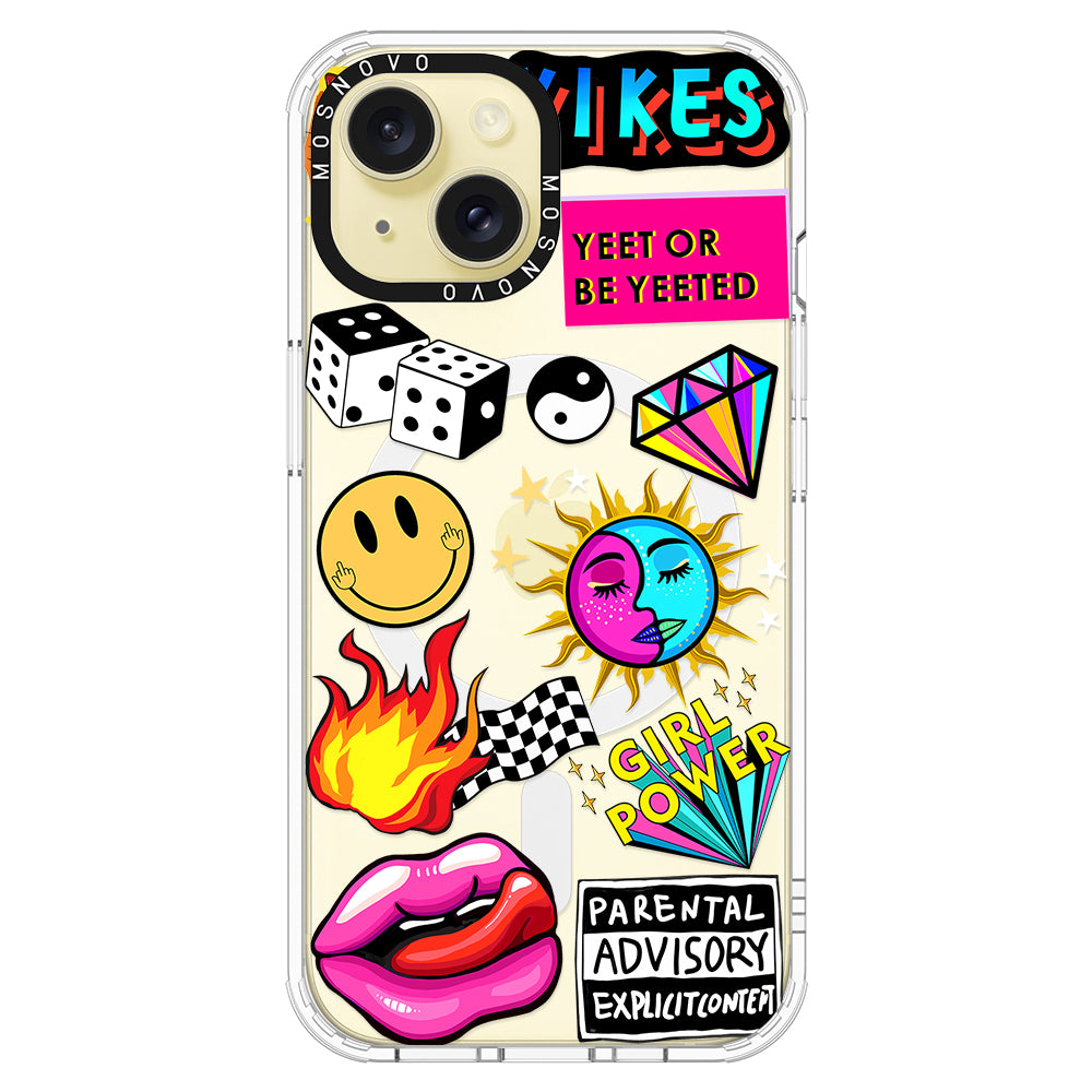 Funky Stickers Phone Case - iPhone 15 Case - MOSNOVO