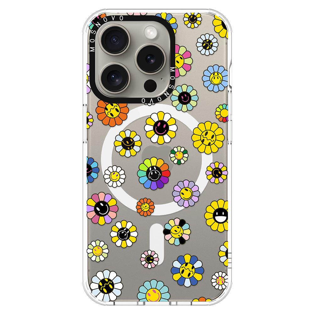 Flower Smiley Face Phone Case - iPhone 15 Pro Case - MOSNOVO