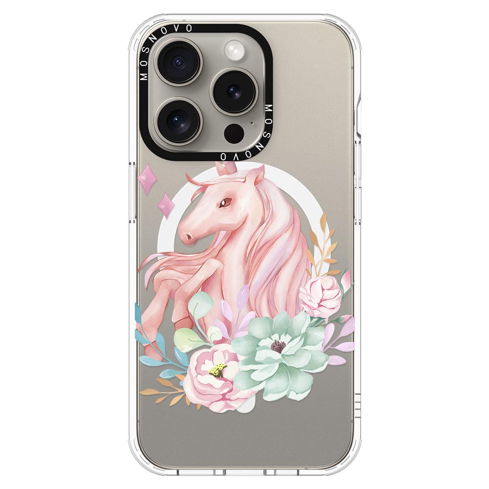 Elegant Flowers Unicorn Phone Case - iPhone 15 Pro Case - MOSNOVO