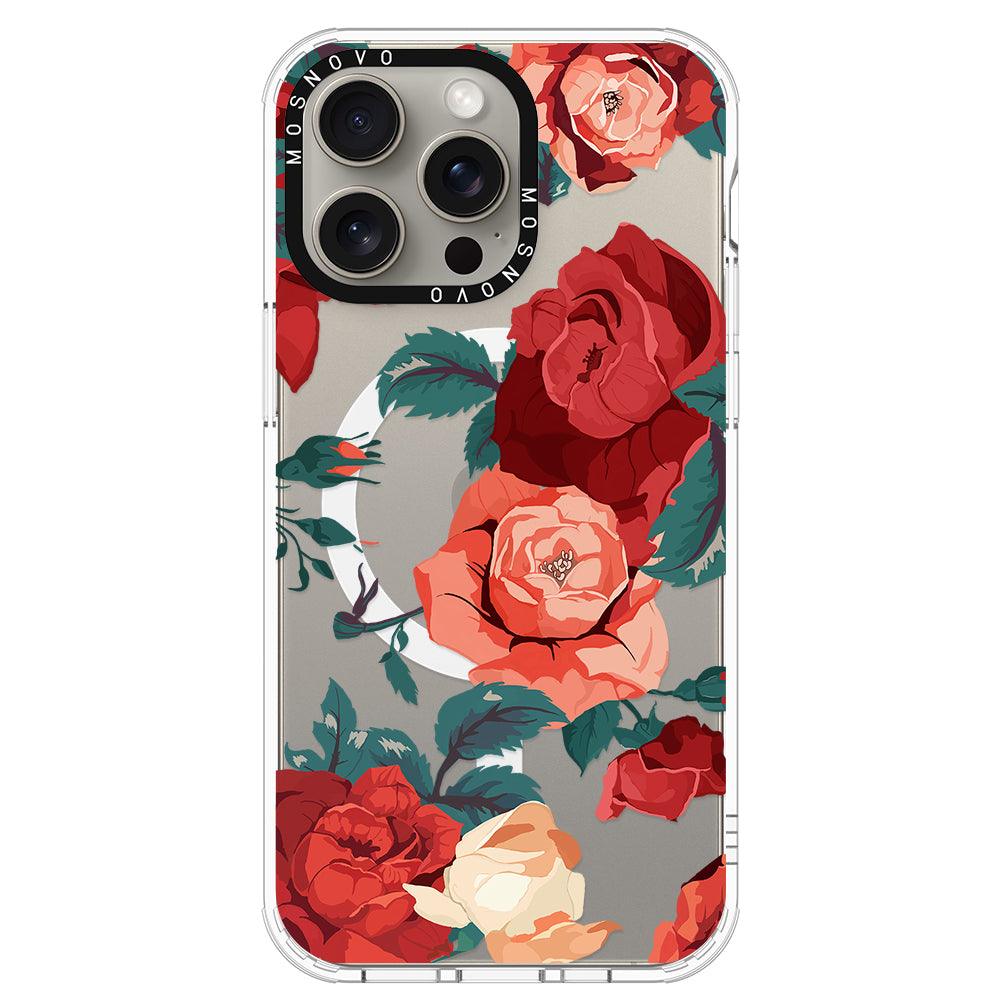 Vintage Red Rose Phone Case - iPhone 15 Pro Max Case - MOSNOVO