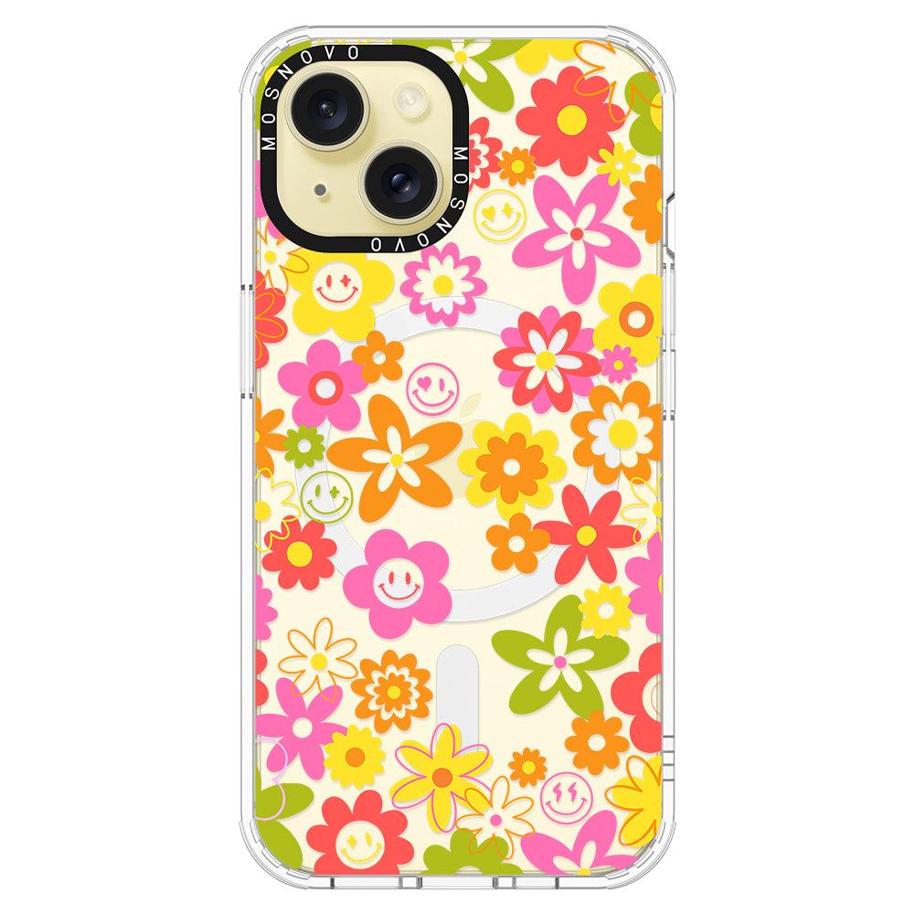 70's Groovy Floral Phone Case - iPhone 15 Case - MOSNOVO