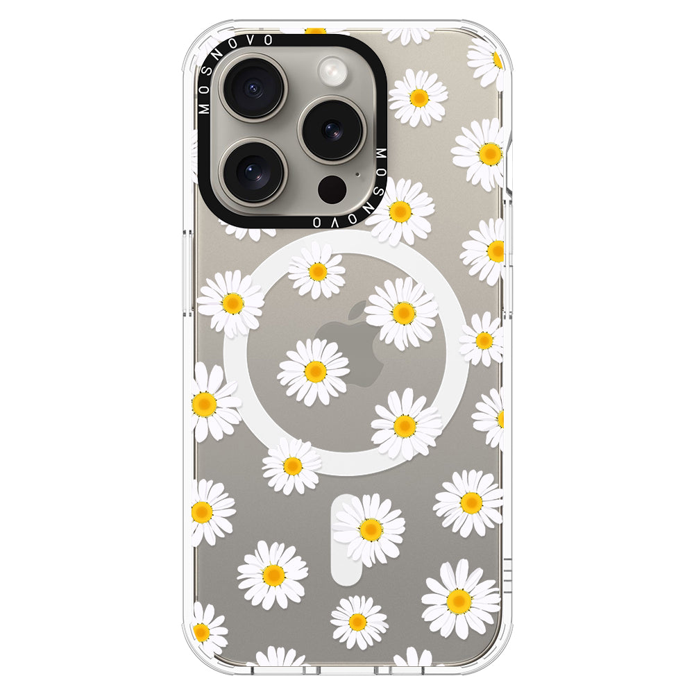 White Daisy Phone Case - iPhone 15 Pro Case - MOSNOVO