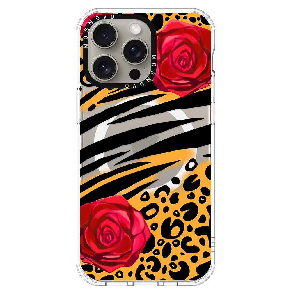 Wild Floral Leopard Phone Case - iPhone 15 Pro Max Case - MOSNOVO