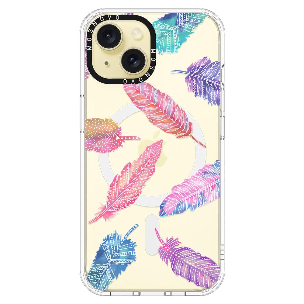 Boho Feather Phone Case - iPhone 15 Case Clear With Magsafe