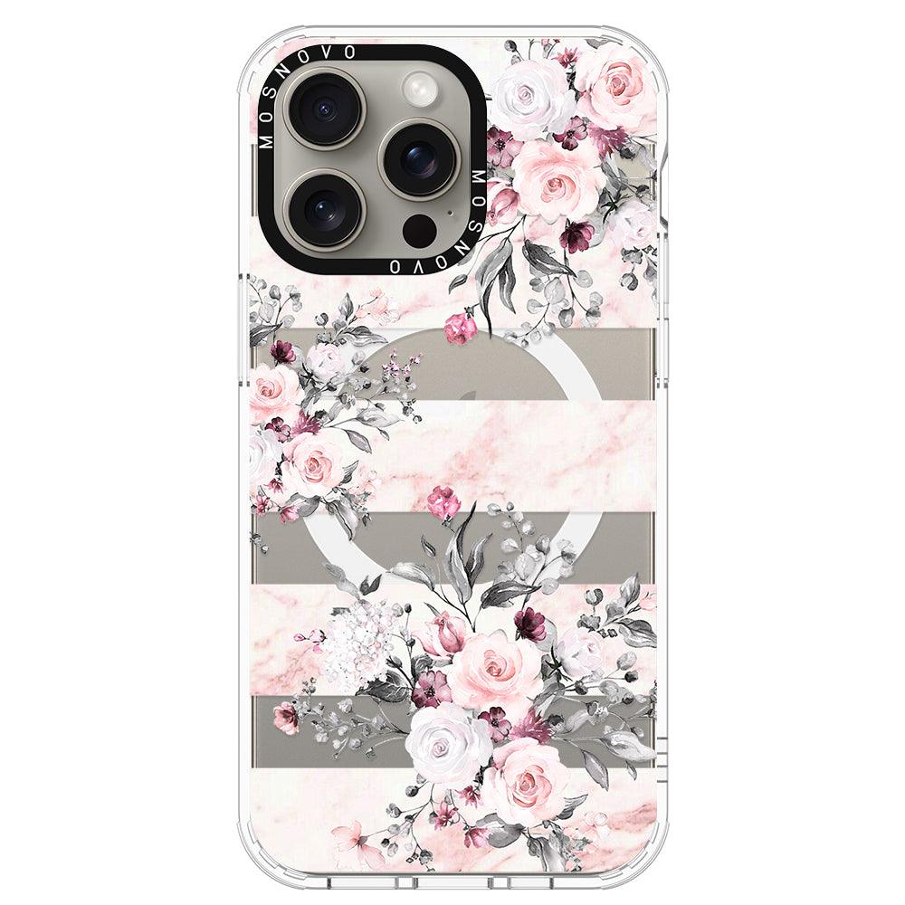 Pink Marble Flowers Phone Case - iPhone 15 Pro Max Case - MOSNOVO