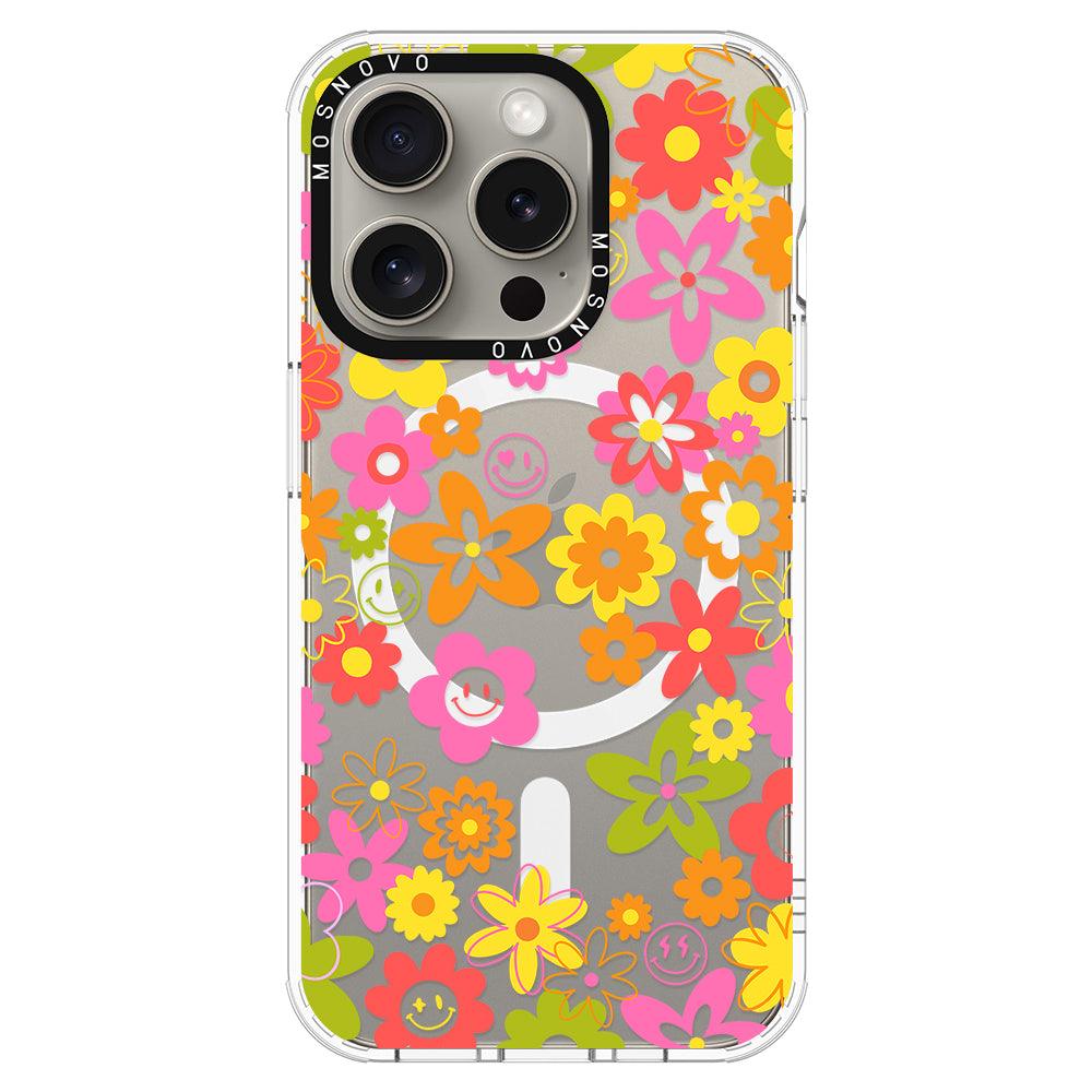 70's Groovy Floral Phone Case - iPhone 15 Pro Case - MOSNOVO