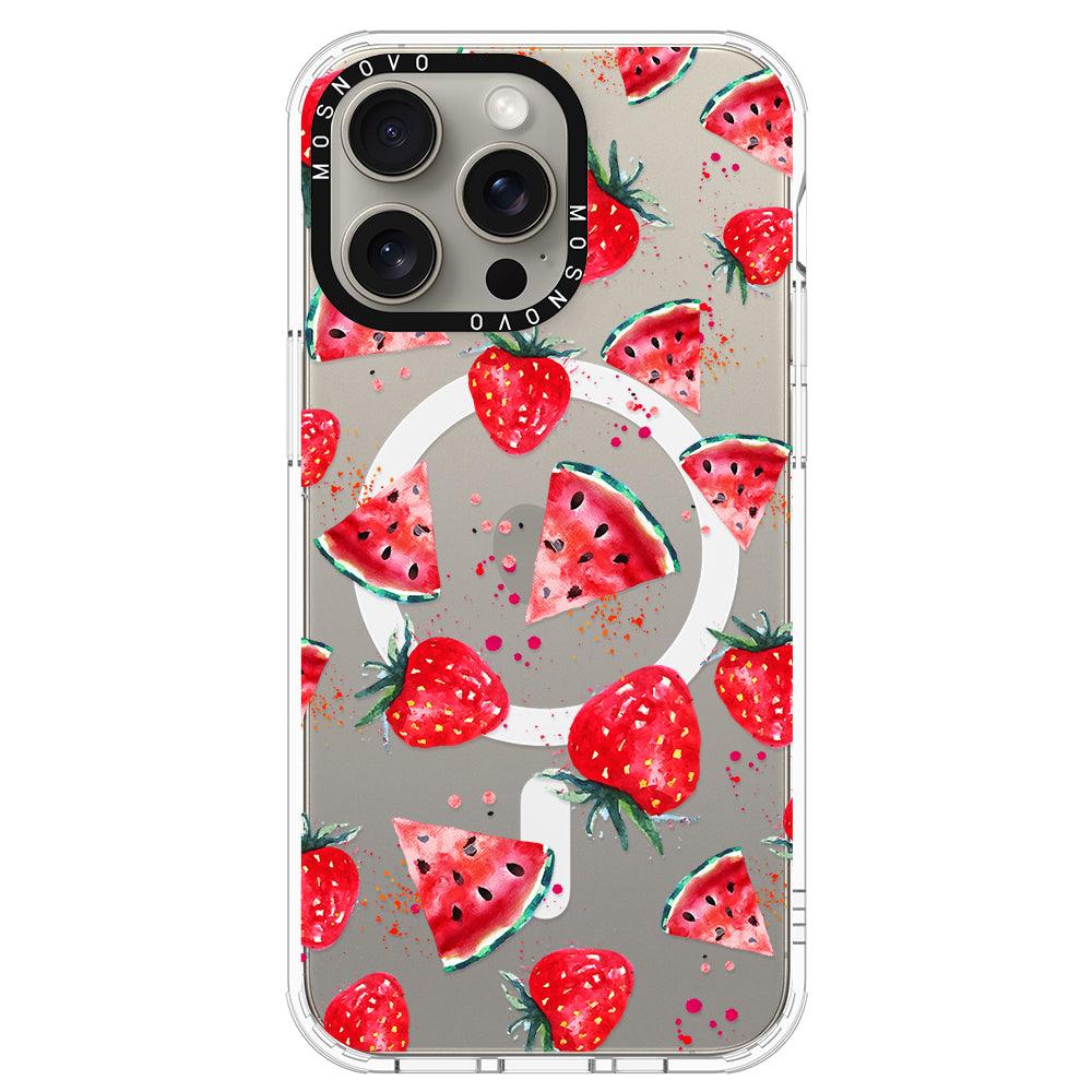 Watermelon and Strawberry Phone Case - iPhone 15 Pro Max Case - MOSNOVO